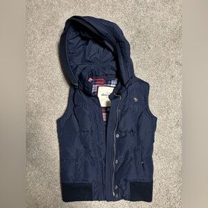 Abercrombie & Fitch Navy Vest with Red Plaid Lining